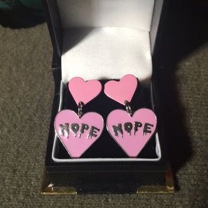 “Nope” Dangle Heart Earrings
